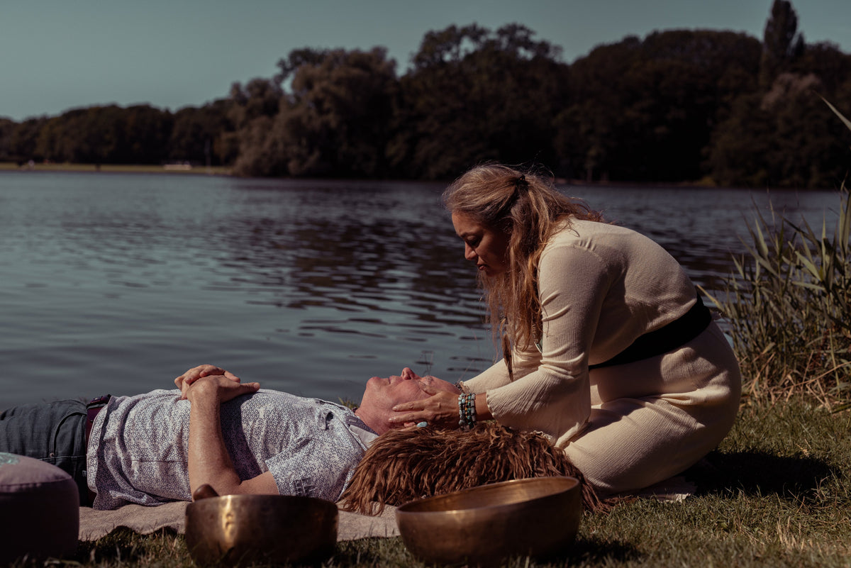 Shaman Healing a man with energy